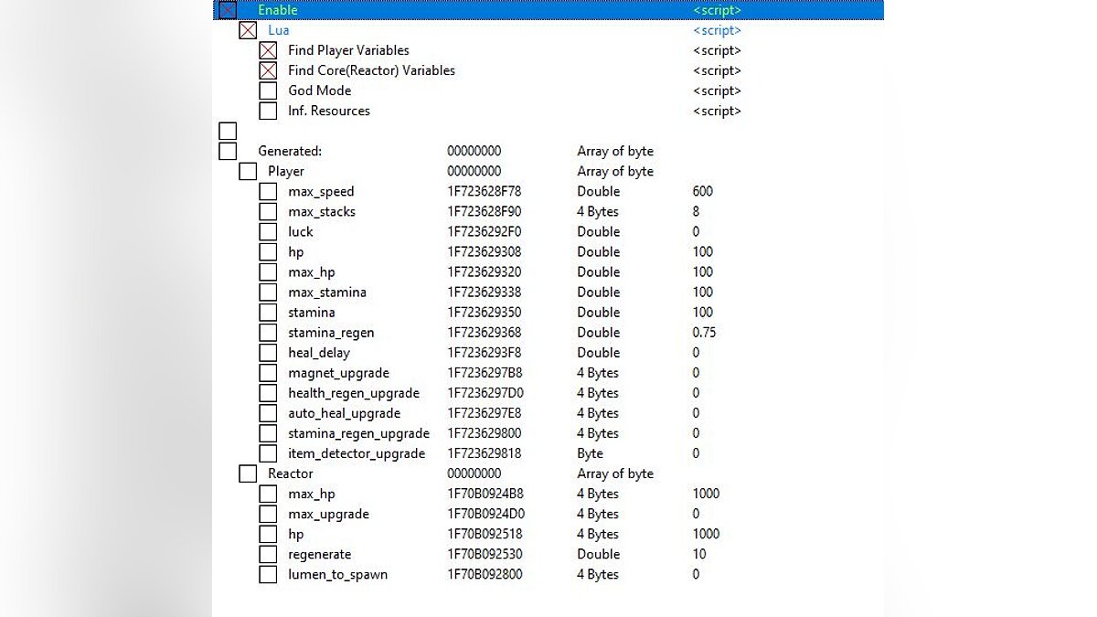 Lumencraft — Таблица для Cheat Engine [UPD: 26.04.2022]