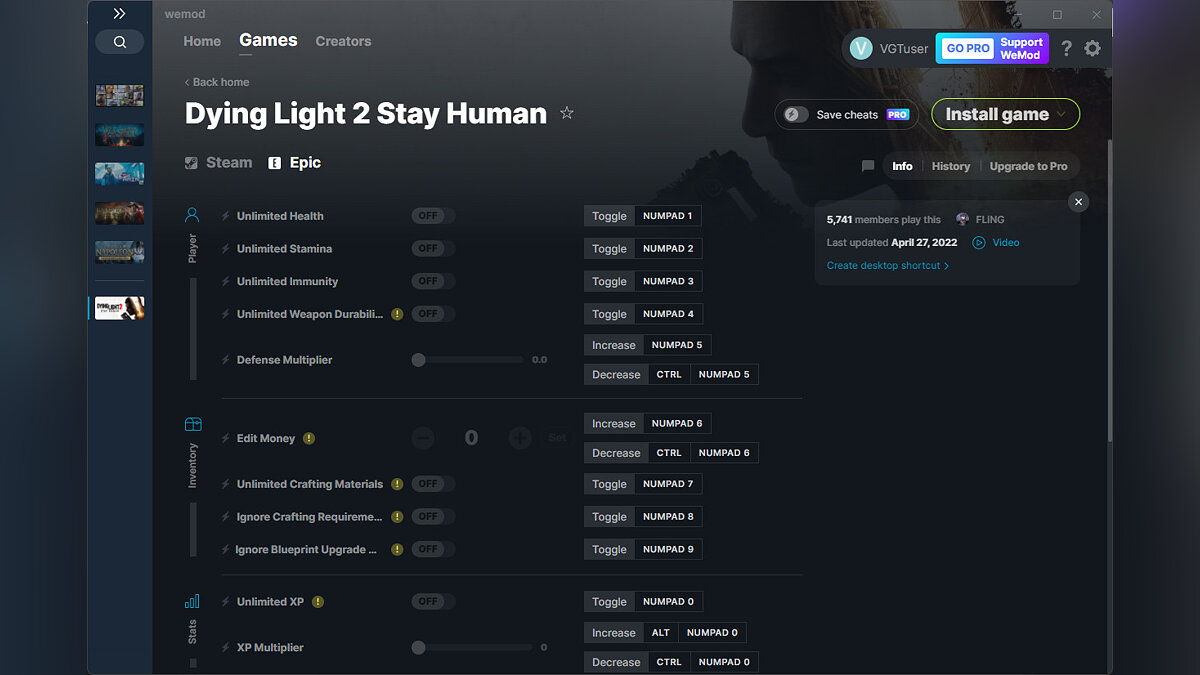 Dying Light 2 Stay Human — Трейнер (+20) от 27.04.2022 [WeMod]
