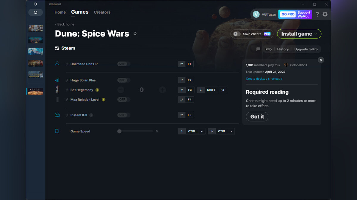 Dune: Spice Wars — Трейнер (+6) от 28.04.2022 [WeMod]