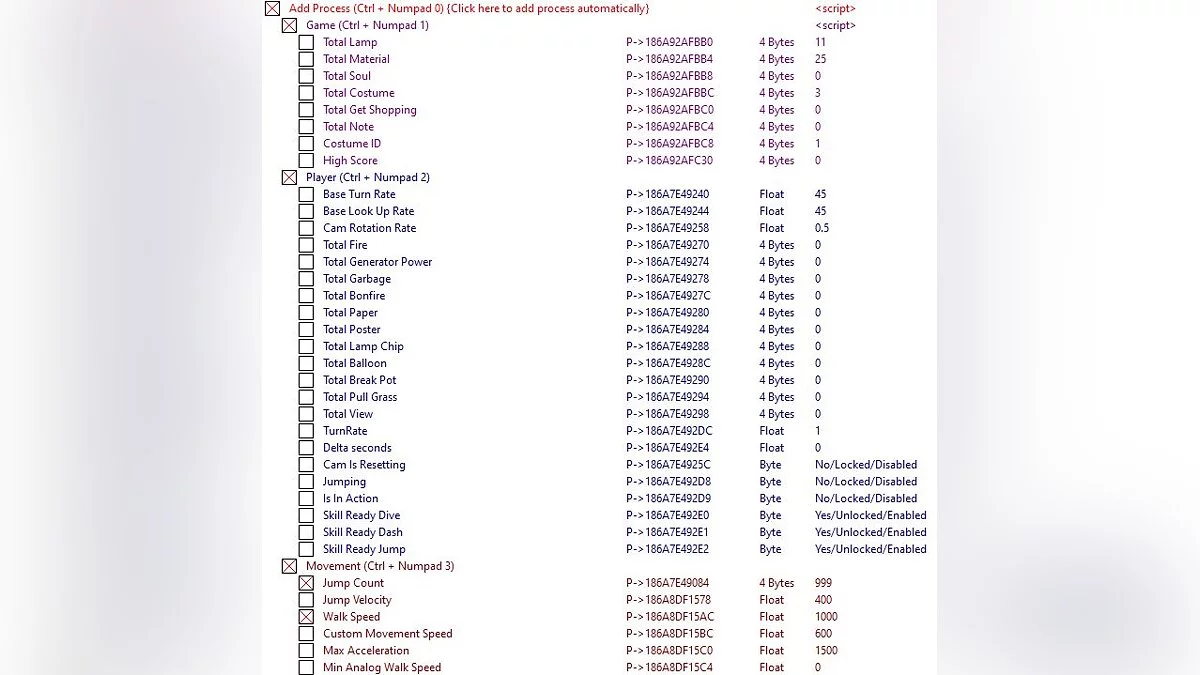 TASOMACHI: Behind the Twilight — Таблица для Cheat Engine [Build.8588553]