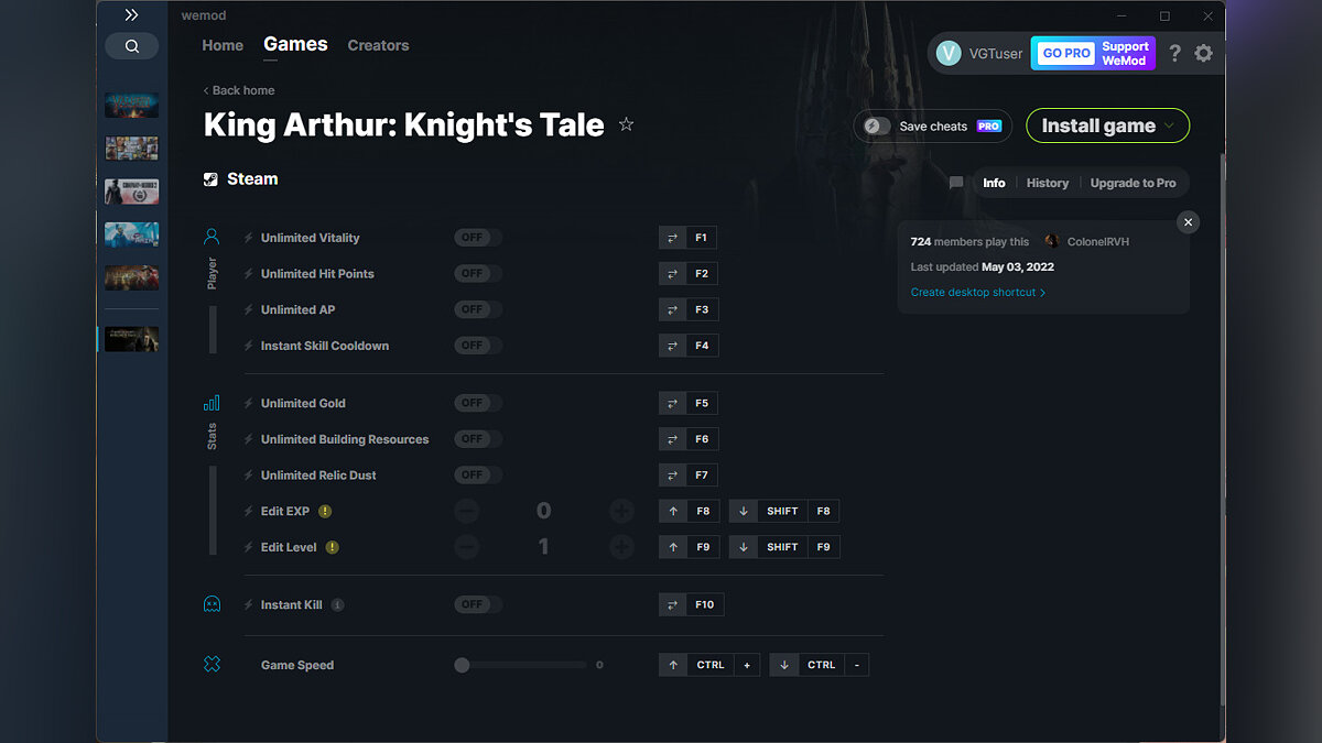 King Arthur: Knight&#039;s Tale — Трейнер (+11) от 03.05.2022 [WeMod]