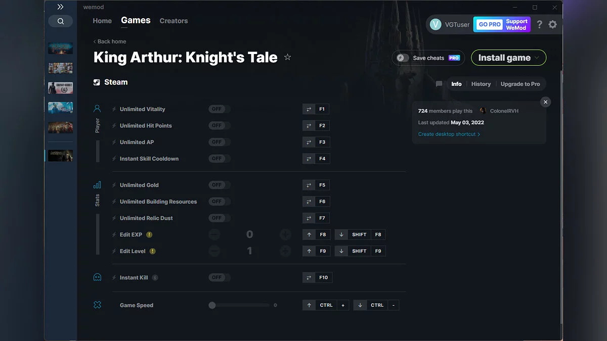 King Arthur: Knight&#039;s Tale — Трейнер (+11) от 03.05.2022 [WeMod]