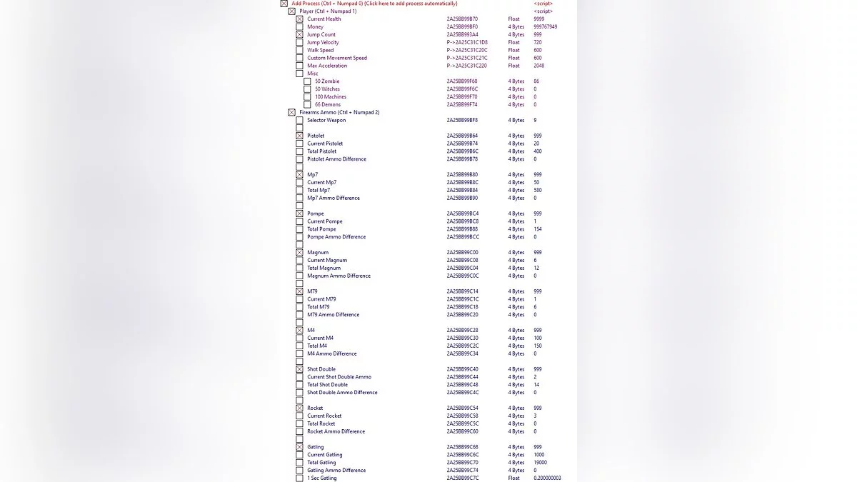 Таблица для Cheat Engine [Build.8649106]