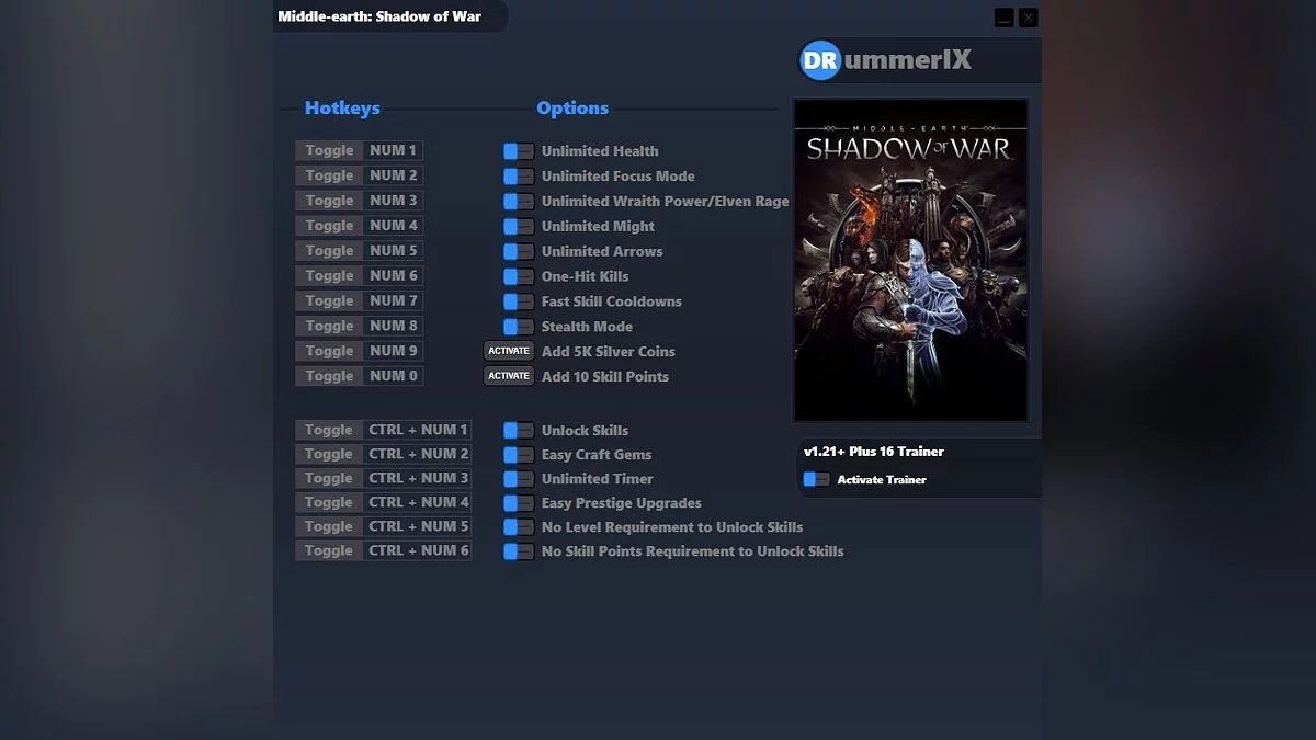 Middle-earth: Shadow of War — Трейнер (+16) [Game Version: v1.21] 