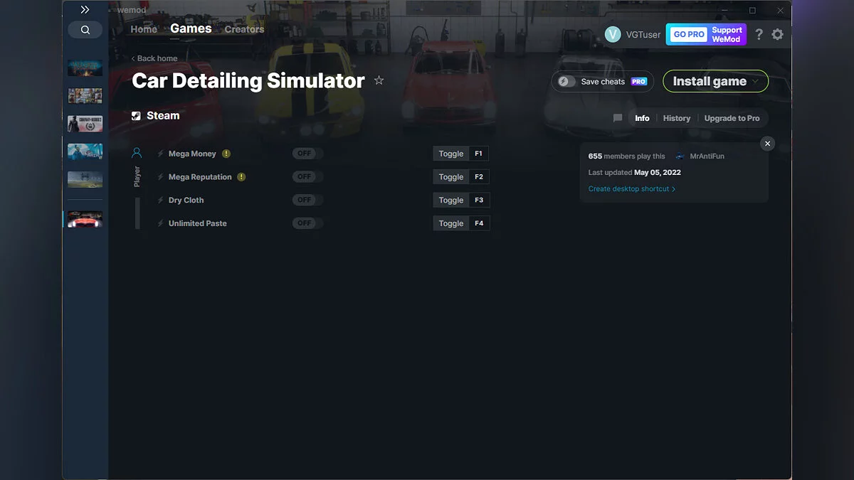 Car Detailing Simulator — Трейнер (+4) от 05.05.2022 [WeMod]