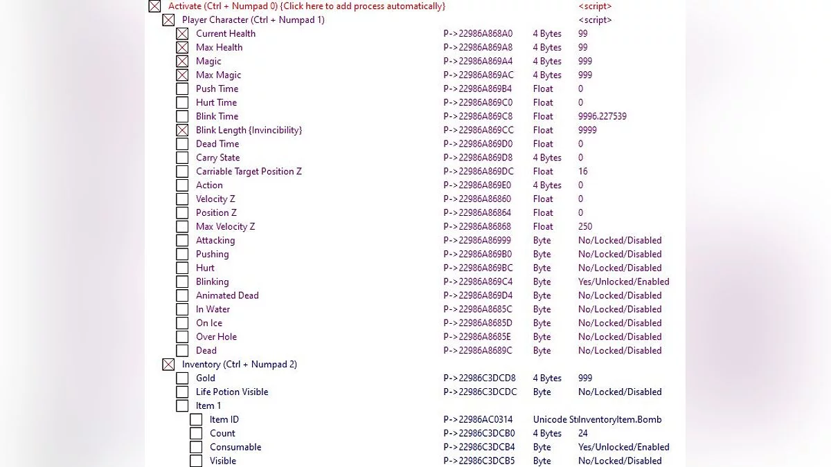 Таблица для Cheat Engine [UPD: 06.05.2022]