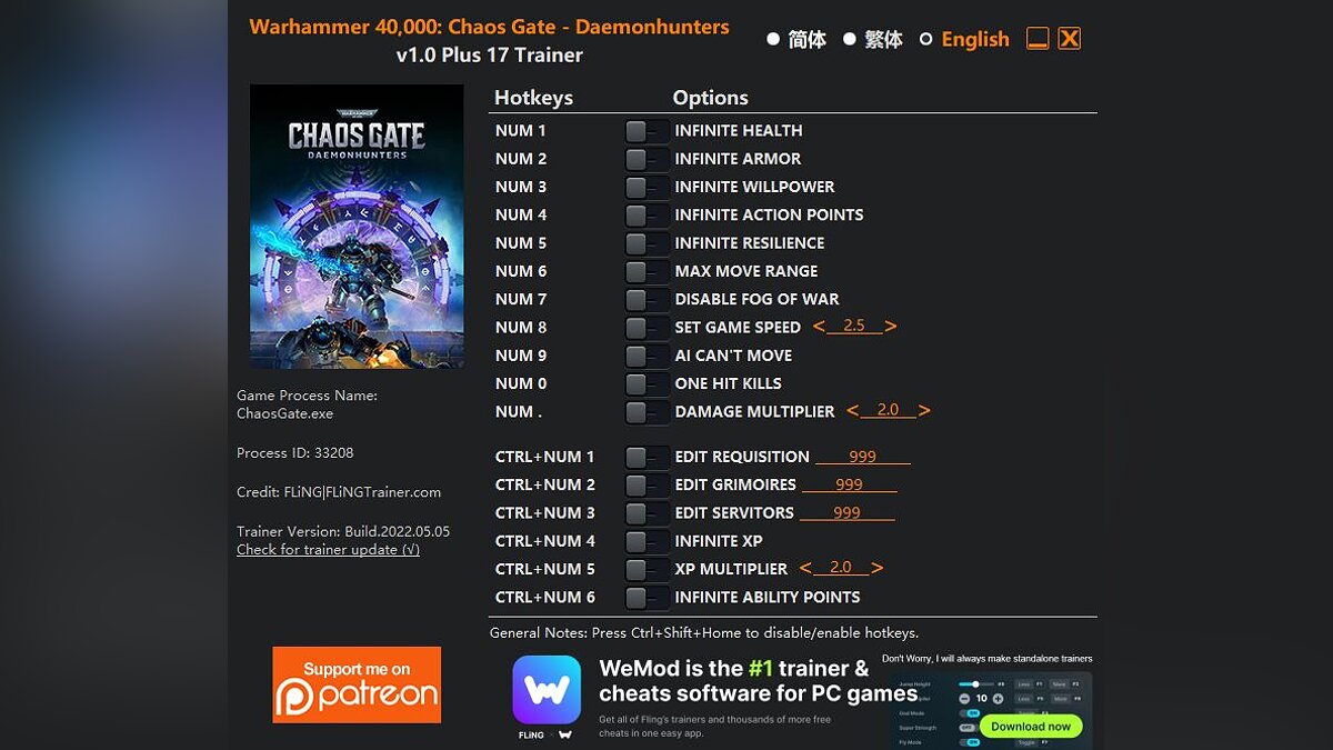 Warhammer 40,000: Chaos Gate - Daemonhunters — Трейнер (+17) [1.0] 