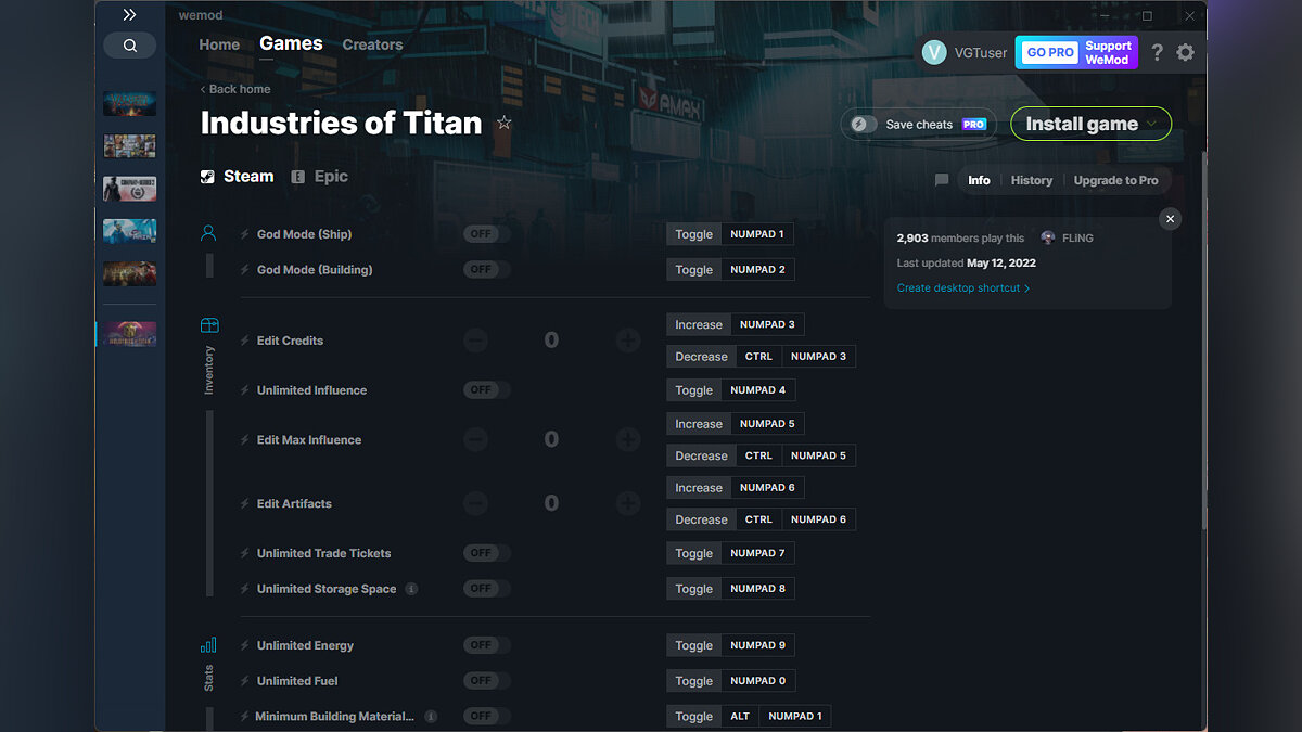 Industries of Titan — Трейнер (+17) от 12.05.2022 [WeMod]