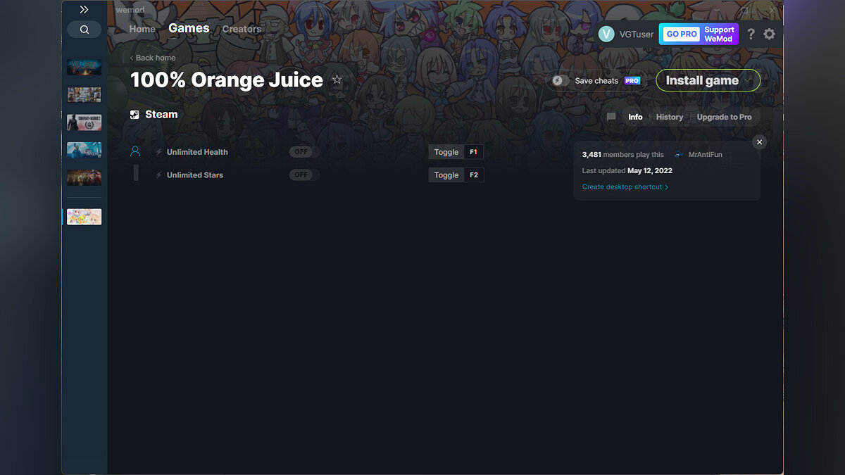 100% Orange Juice — Трейнер (+2) от 12.05.2022 [WeMod]