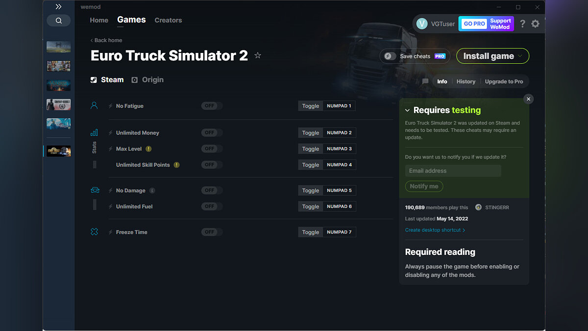 Euro Truck Simulator 2 — Трейнер (+7) от 14.05.2022 [WeMod]