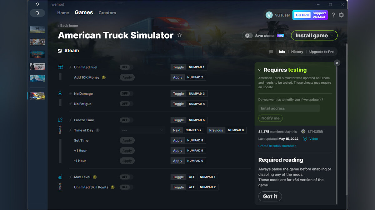 American Truck Simulator — Трейнер (+11) от 15.05.2022 [WeMod]