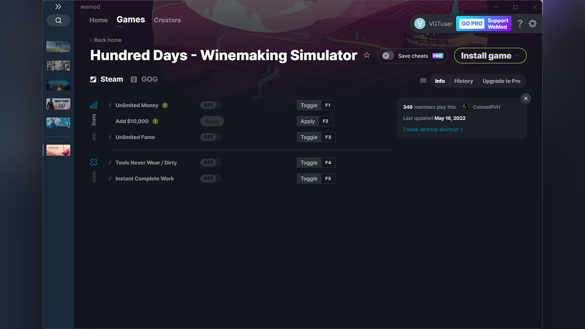 Hundred Days - Winemaking Simulator — Трейнер (+5) от 16.05.2022 [WeMod]