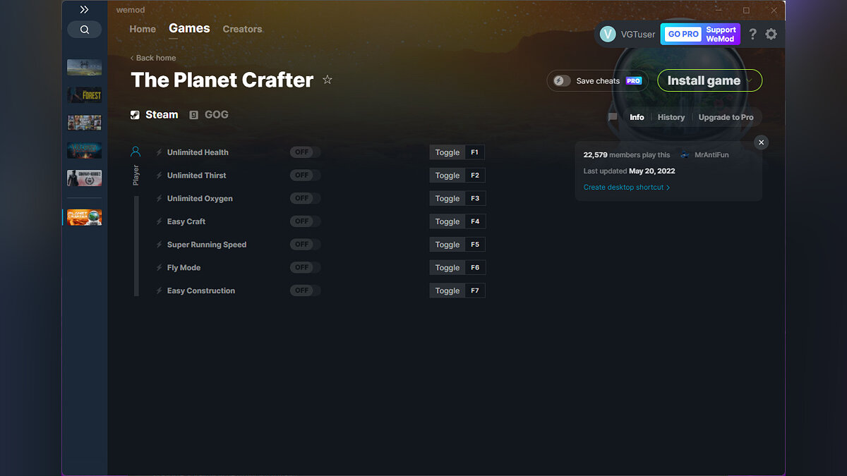 The Planet Crafter — Трейнер (+7) от 20.05.2022 [WeMod]