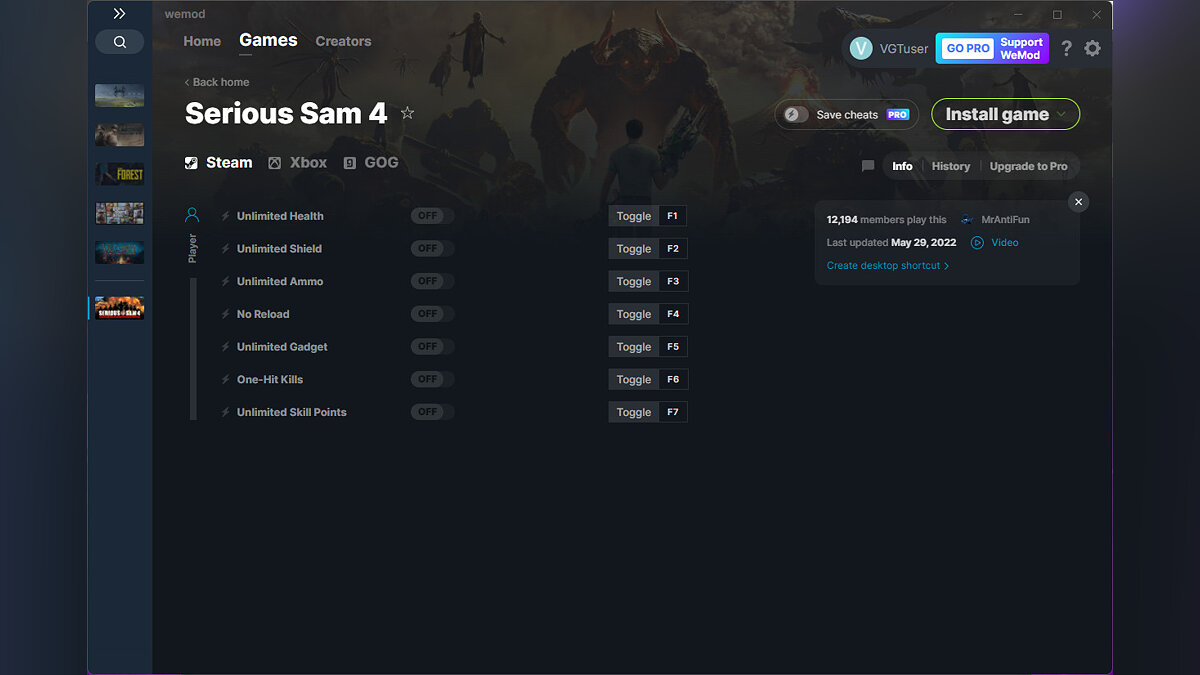 Serious Sam 4 — Трейнер (+7) от 29.05.2022 [WeMod]