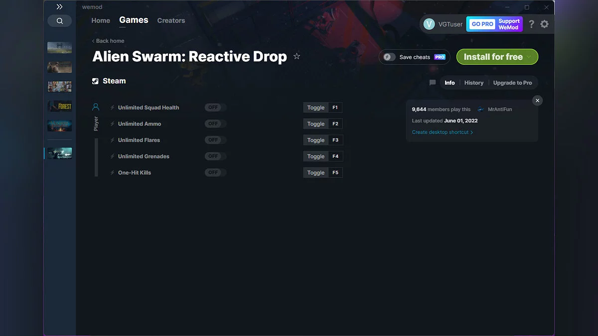 Alien Swarm: Reactive Drop — Трейнер (+5) от 01.06.2022 [WeMod]