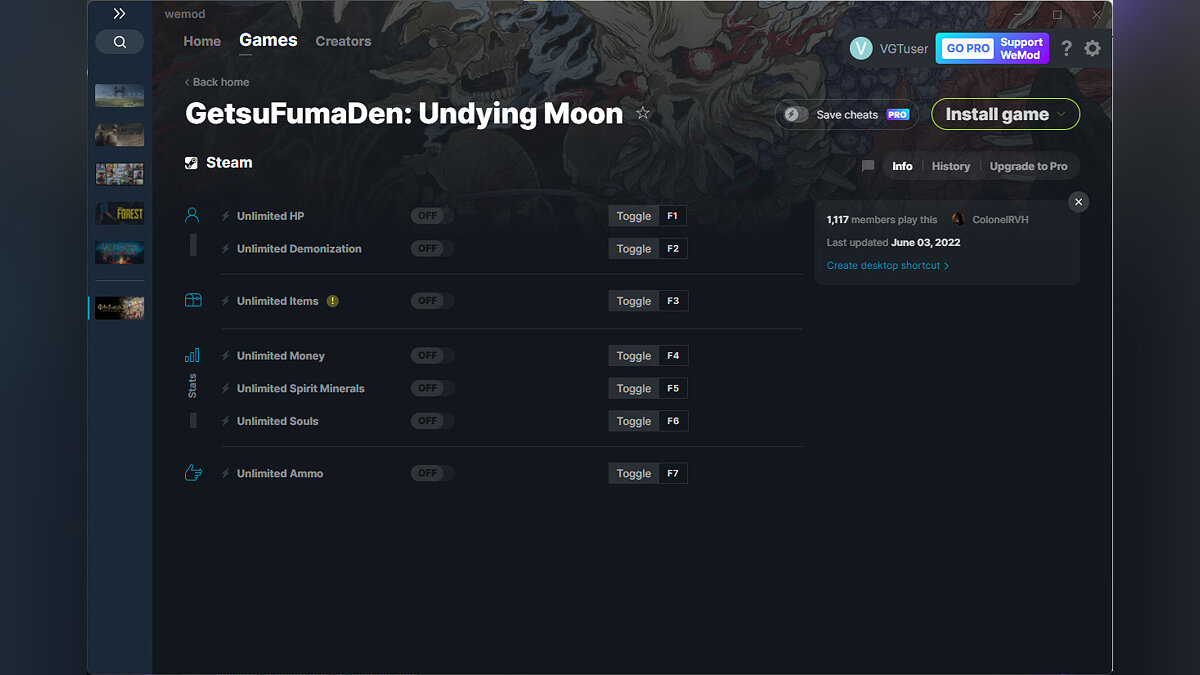 GetsuFumaDen: Undying Moon — Трейнер (+7) от 03.06.2022 [WeMod]