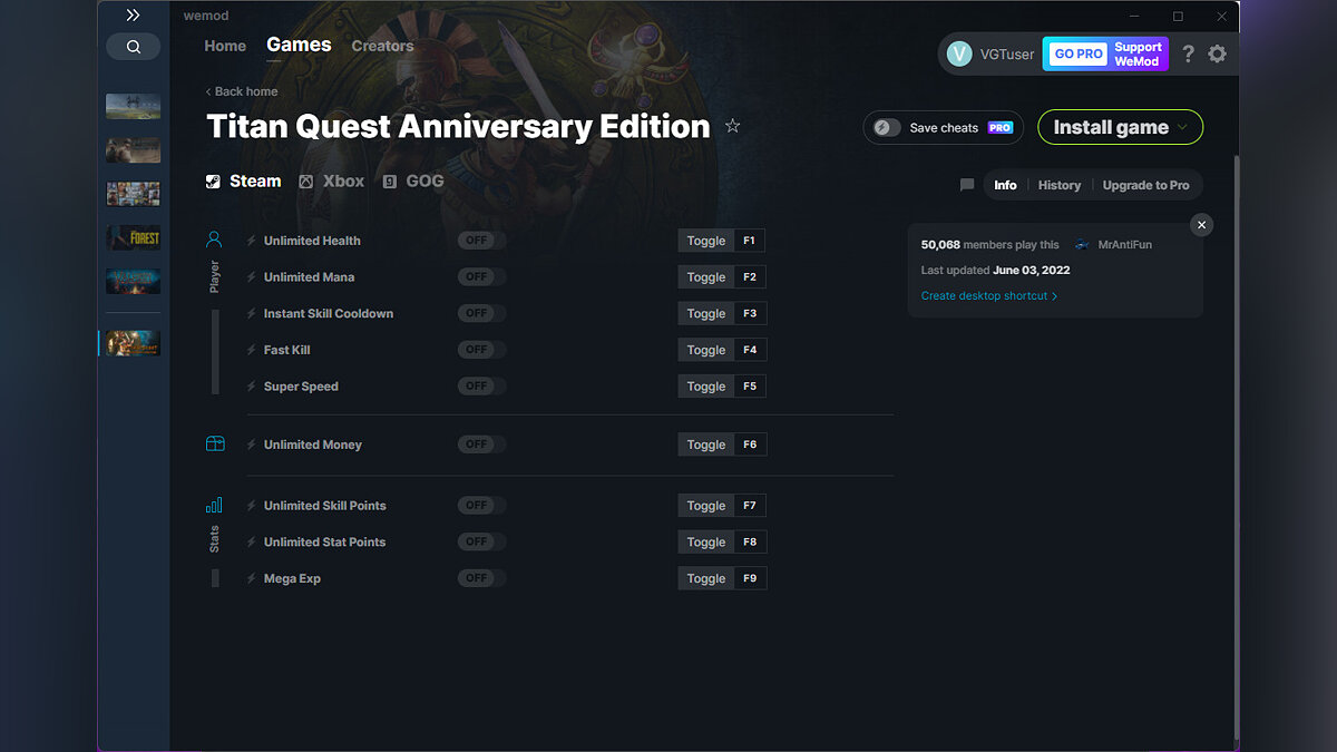 Titan Quest Anniversary Edition — Трейнер (+9) от 03.06.2022 [WeMod]