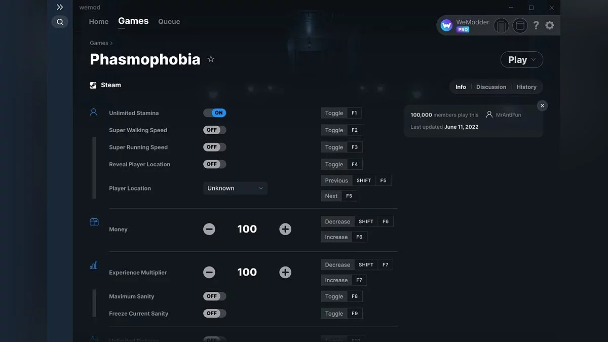 Phasmophobia — Трейнер (+21) от 11.06.2022 [WeMod]