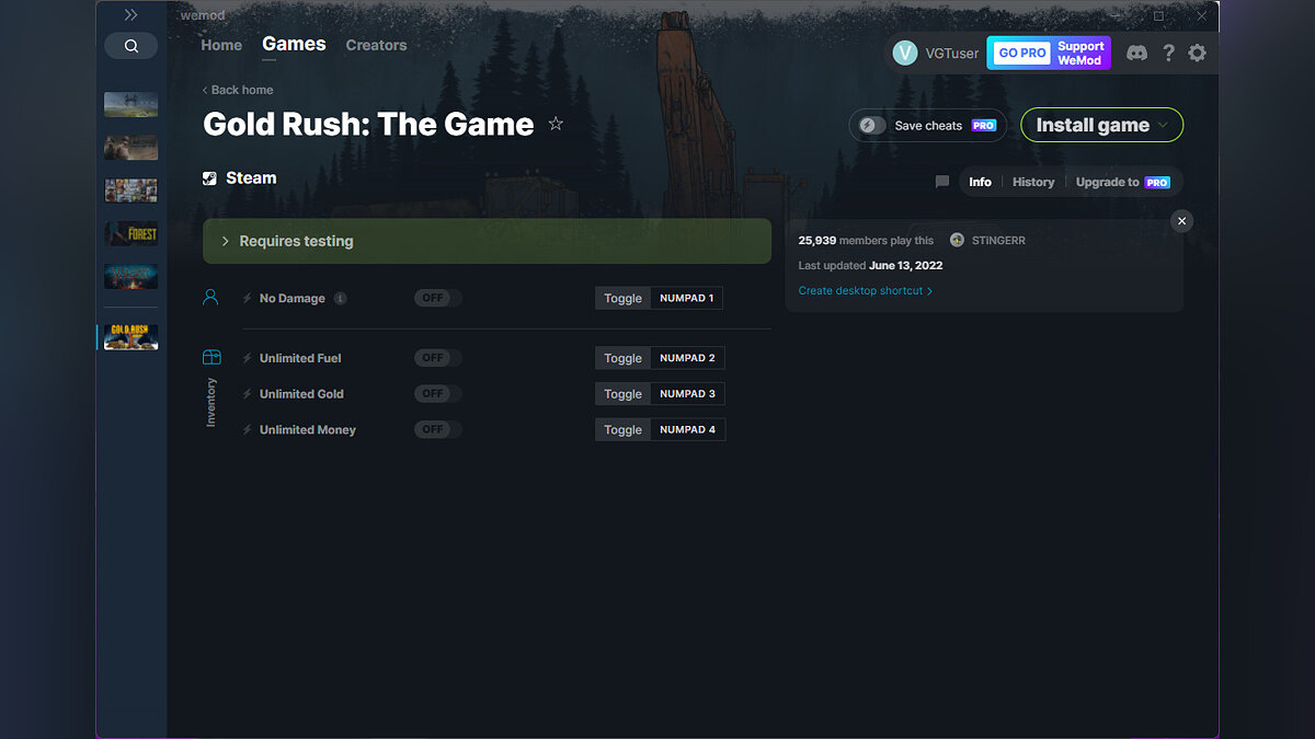 Gold Rush: The Game — Трейнер (+4) от 13.06.2022 [WeMod]