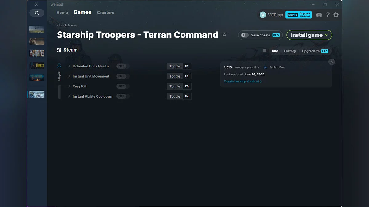 Starship Troopers - Terran Command — Трейнер (+4) от 16.06.2022 [WeMod]