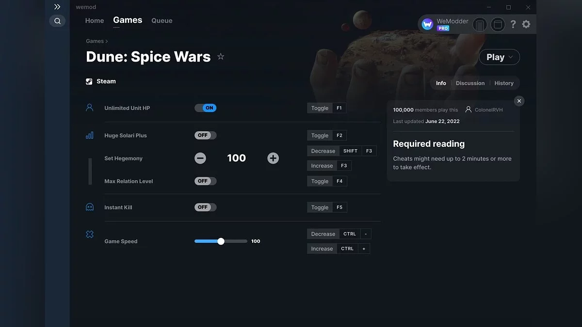 Dune: Spice Wars — Трейнер (+6) от 22.06.2022 [WeMod]