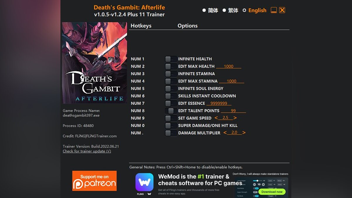 Death&#039;s Gambit — Трейнер (+11) [1.0.5 - 1.2.4]