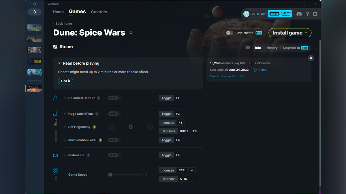 Dune: Spice Wars — Трейнер (+6) от 24.06.2022 [WeMod]