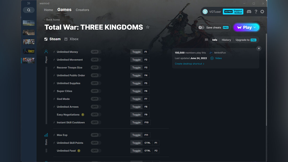 Total War: Three Kingdoms — Трейнер (+16) от 24.06.2022 [WeMod]