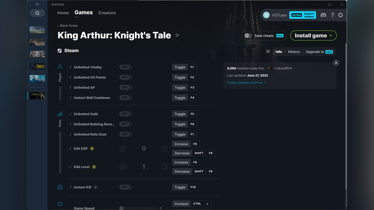 King Arthur: Knight&#039;s Tale — Трейнер (+11) от 27.06.2022 [WeMod]
