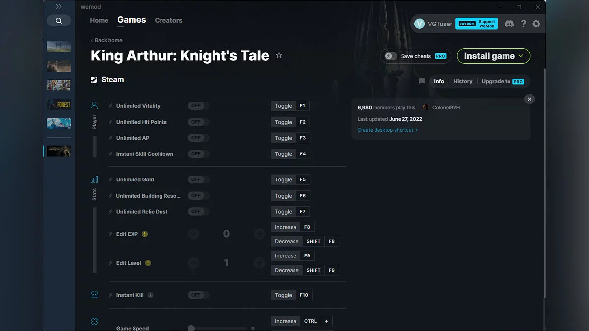 King Arthur: Knight&#039;s Tale — Трейнер (+11) от 27.06.2022 [WeMod]