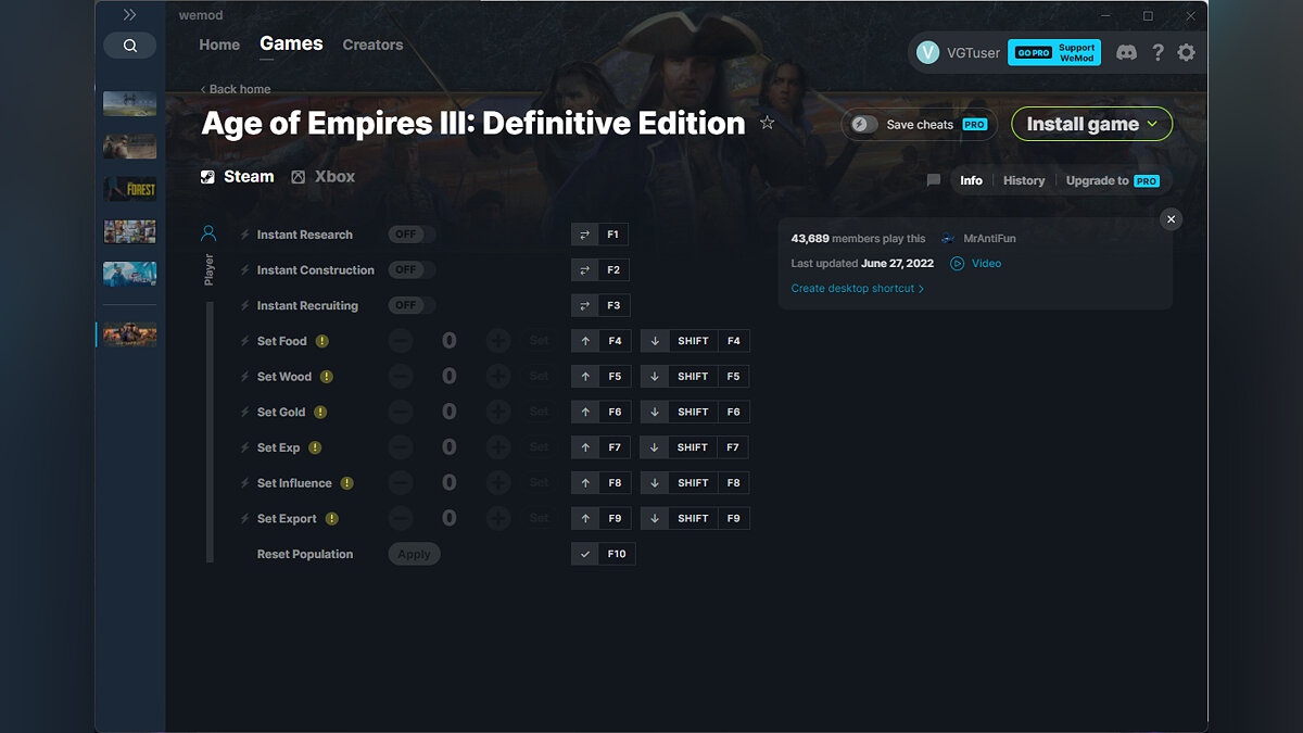 Age Of Empires 3: Definitive Edition — Трейнер (+10) от 27.06.2022 [WeMod]