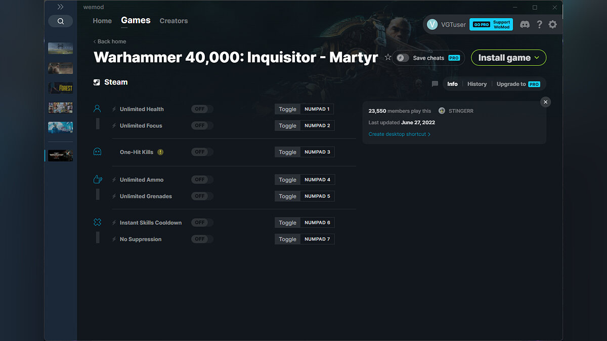 Warhammer 40,000: Inquisitor - Martyr — Трейнер (+7) от 27.06.2022 [WeMod]