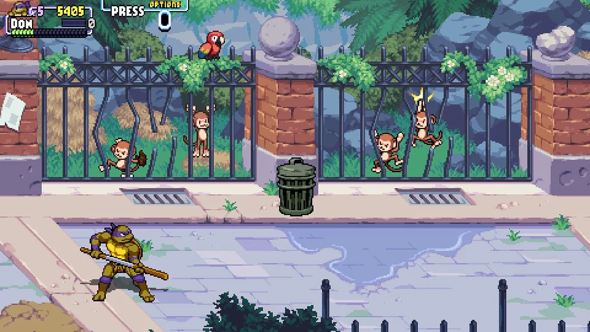 Teenage Mutant Ninja Turtles: Shredder&#039;s Revenge — Обезьяны бросают какашки