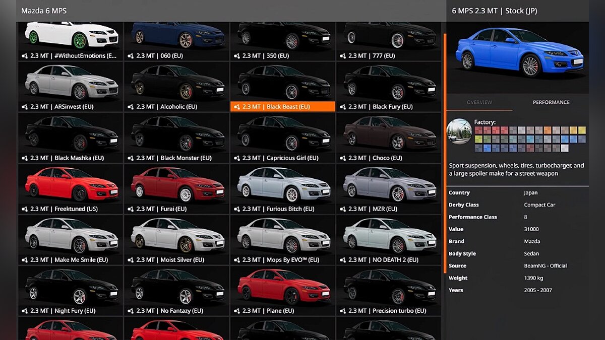 BeamNG.drive — Mazda 6 MPS 1 / Автомобили / Транспорт