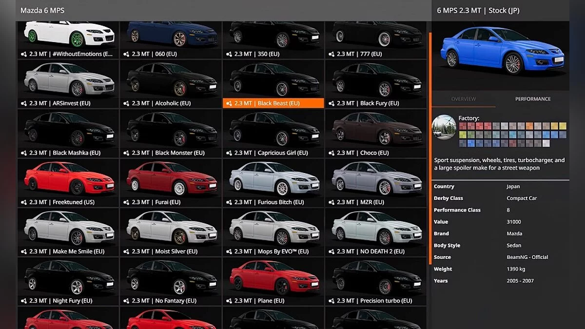 BeamNG.drive — Mazda 6 MPS 1