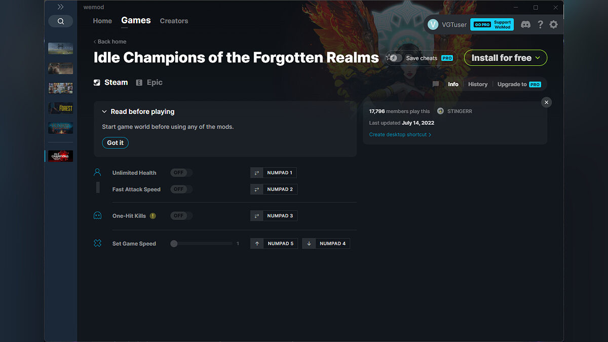 Idle Champions of the Forgotten Realms — Трейнер (+4) от 14.07.2022 [WeMod]