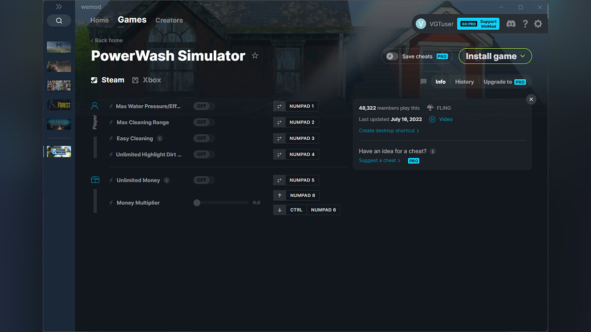 PowerWash Simulator — Трейнер (+6) от 16.07.2022 [WeMod]