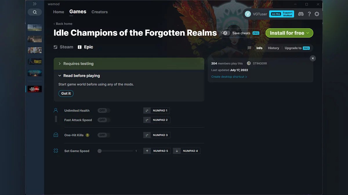 Idle Champions of the Forgotten Realms — Трейнер (+4) от 17.07.2022 [WeMod]