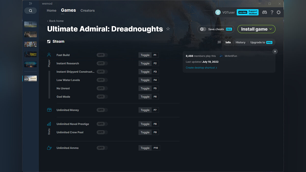 Ultimate Admiral: Dreadnoughts — Трейнер (+10) от 19.07.2022 [WeMod]