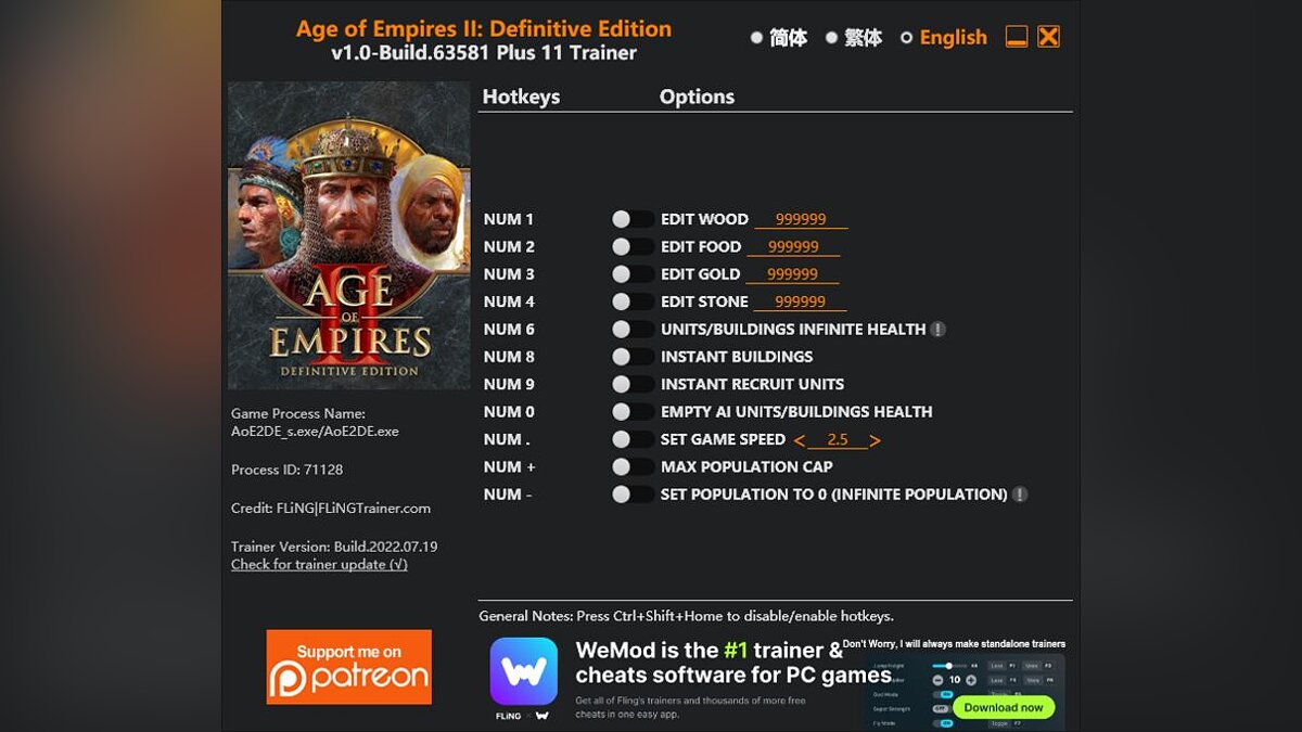 Age Of Empires 2: Definitive Edition — Трейнер (+13) [1.0 - Build.63581]