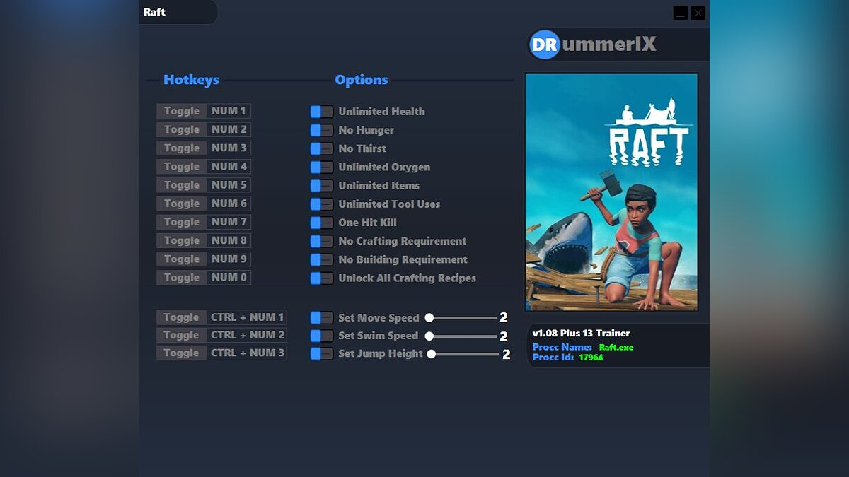 Raft — Трейнер (+13) [Game Version: v1.08] 