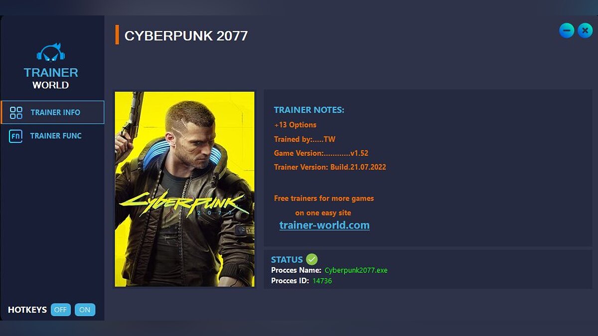 Cyberpunk 2077 — Трейнер (+13) [v1.52] 