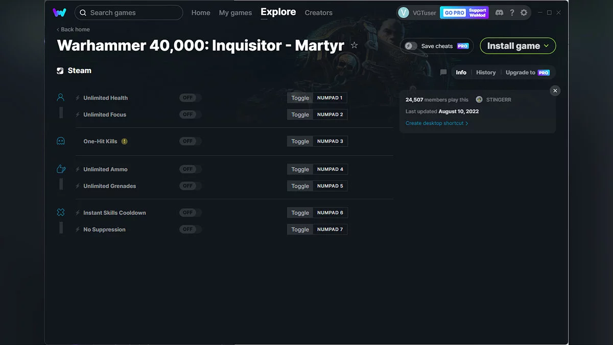 Warhammer 40,000: Inquisitor - Martyr — Трейнер (+7) от 10.08.2022 [WeMod]