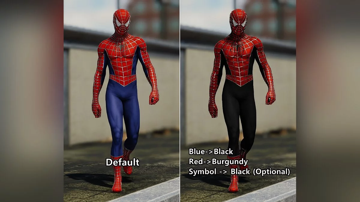 Marvel&#039;s Spider-Man Remastered — Черный бордовый костюм в полоску