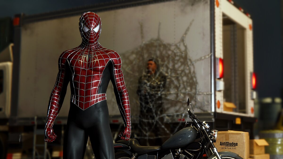 Marvel&#039;s Spider-Man Remastered — Черный бордовый костюм в полоску