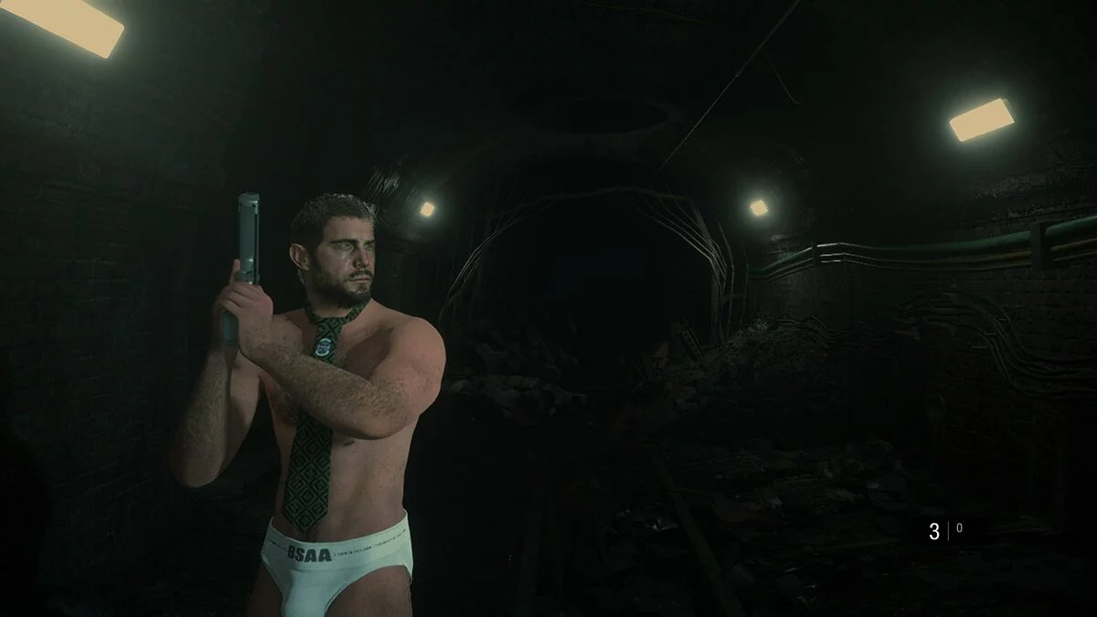 Resident Evil 2 — Крис в трусах и галстуке