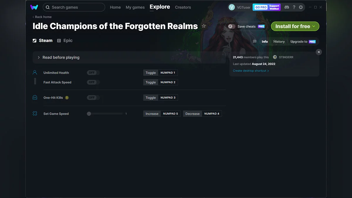 Idle Champions of the Forgotten Realms — Трейнер (+4) от 24.08.2022 [WeMod]