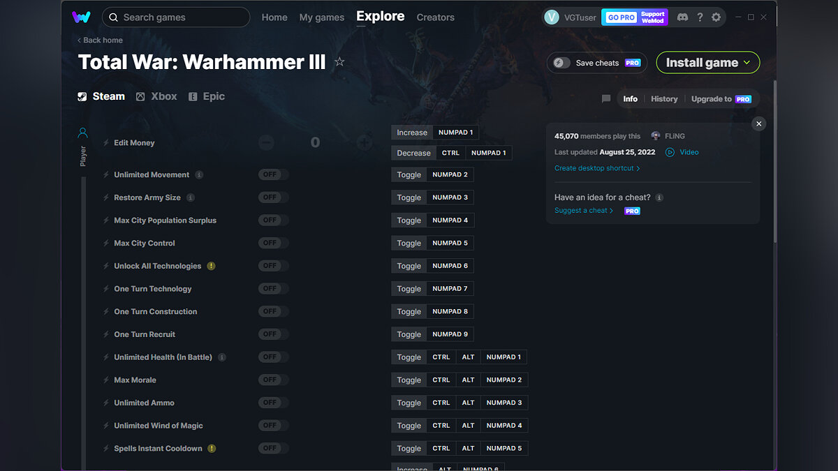 Total War: Warhammer 3 — Трейнер (+30) от 25.08.2022 [WeMod]