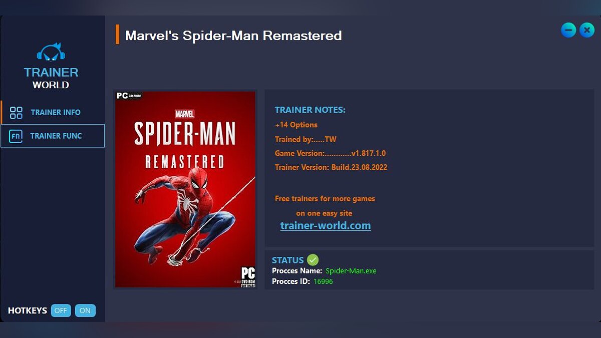 Marvel&#039;s Spider-Man Remastered — Трейнер (+14) [v1.817.1.0] 