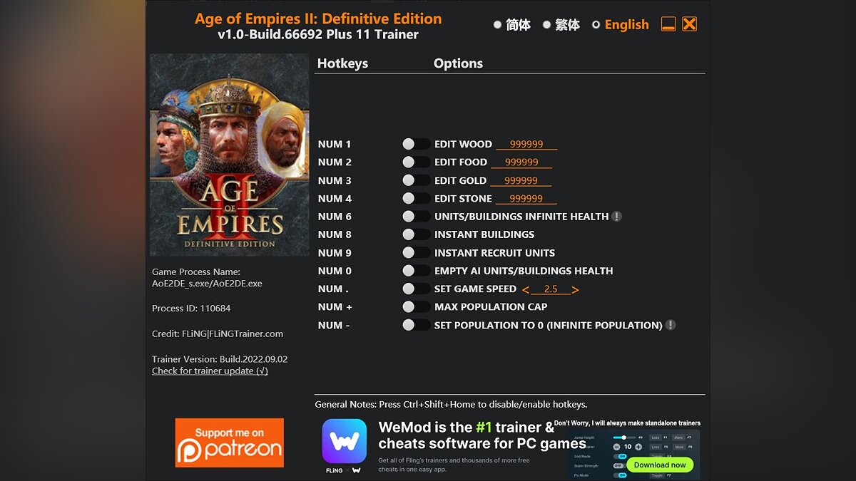 Age Of Empires 2: Definitive Edition — Трейнер (+11) [1.0 - Build.66692]